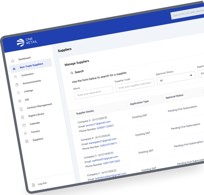 Supplier Portal Interface